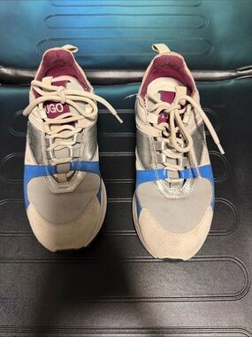 HUGO Beige, Blue and Pink Women's Fashion Sneakers